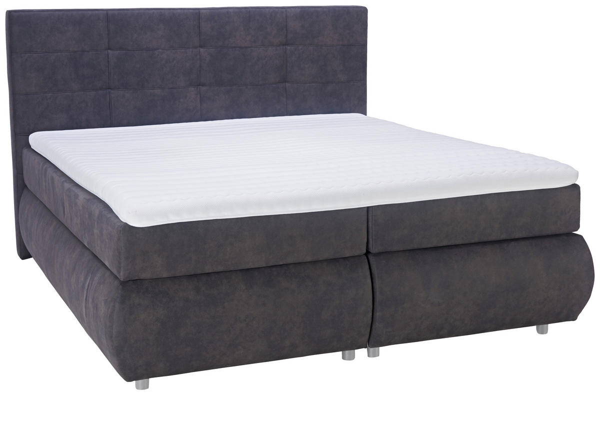 BOXSPRINGBETT 180/200 cm  in Dunkelgrau  - Dunkelgrau/Schwarz, Konventionell, Kunststoff/Textil (180/200cm) - Voleo