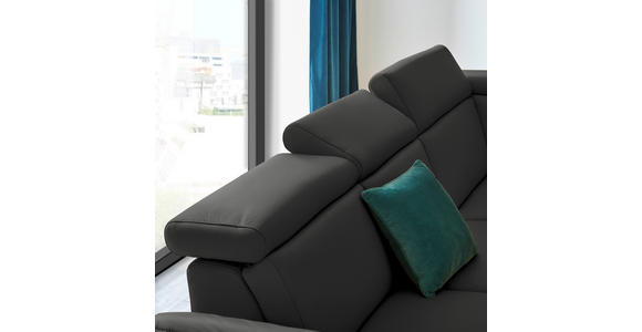 ECKSOFA in Echtleder Anthrazit  - Anthrazit/Schwarz, Design, Leder/Metall (285/239cm) - Cantus