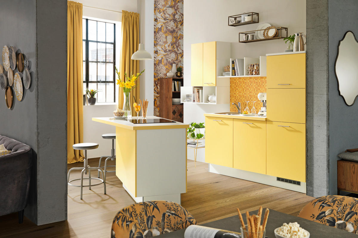 KÜCHENLEERBLOCK 270 cm   in Gelb, Weiß  - Gelb/Weiß, Design, Holzwerkstoff (270cm) - Xora