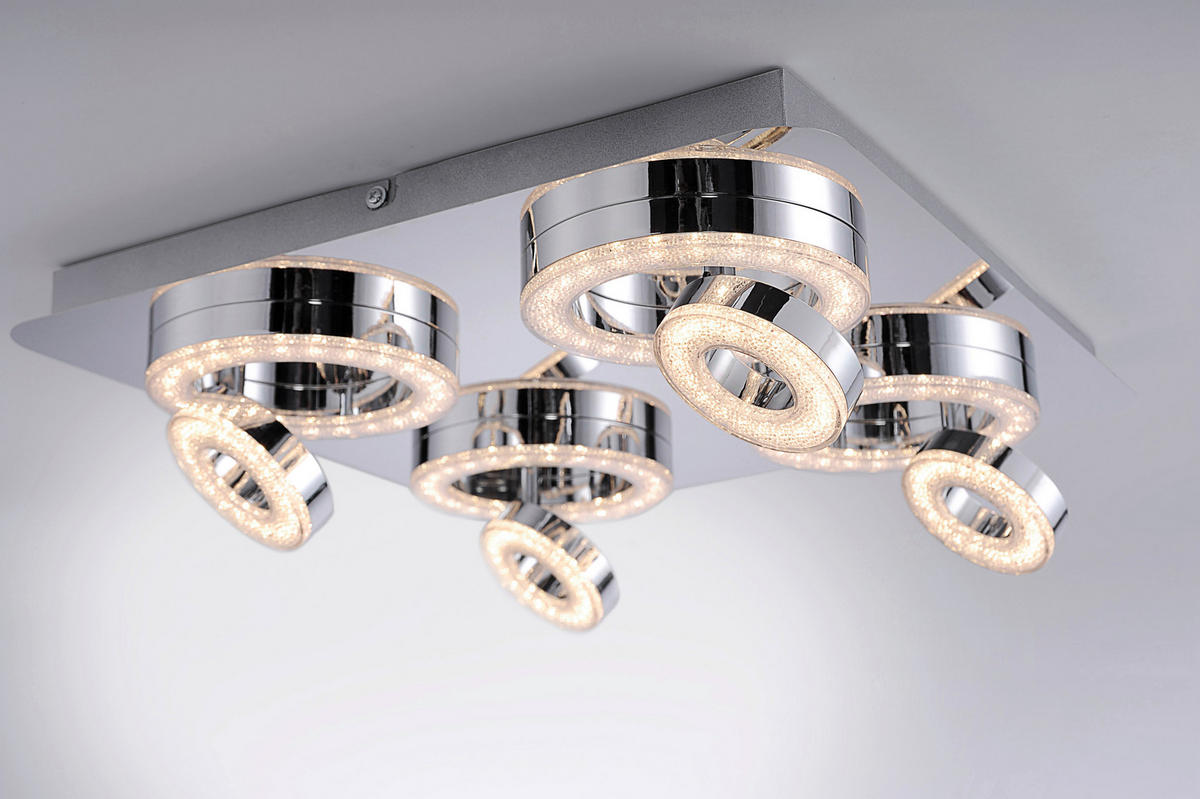 LED SVJETILJKA STROPNA  - boje kroma, Design, metal/plastika (40/40/13cm)