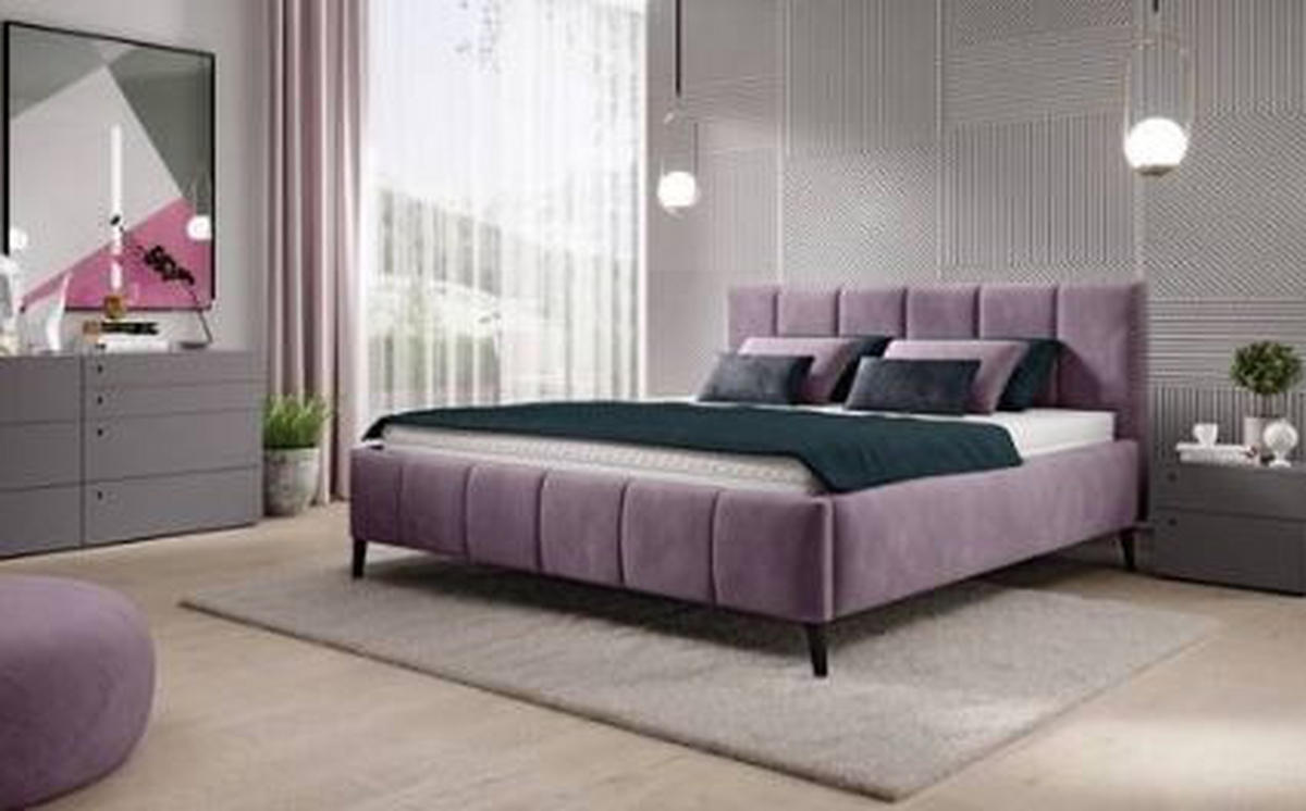 PAT TAPIȚAT  in lila  - lila/culoare natur, Modern, lemn/textil (180/200cm) - Xora