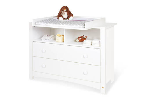 WICKELKOMMODE PINOLINO FLORENTINA 130/101/57-77 cm  - Weiß/Rosa, Trend, Holzwerkstoff/Kunststoff (130/101/57-77cm) - Pinolino