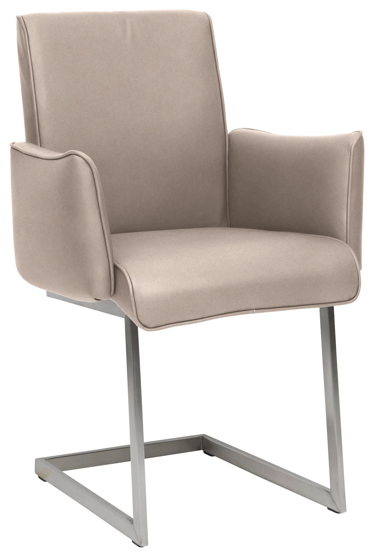 ARMLEHNSTUHL  in Stahl Mikrofaser  - Edelstahlfarben/Greige, Design, Holzwerkstoff/Textil (63/91/60cm) - Dieter Knoll