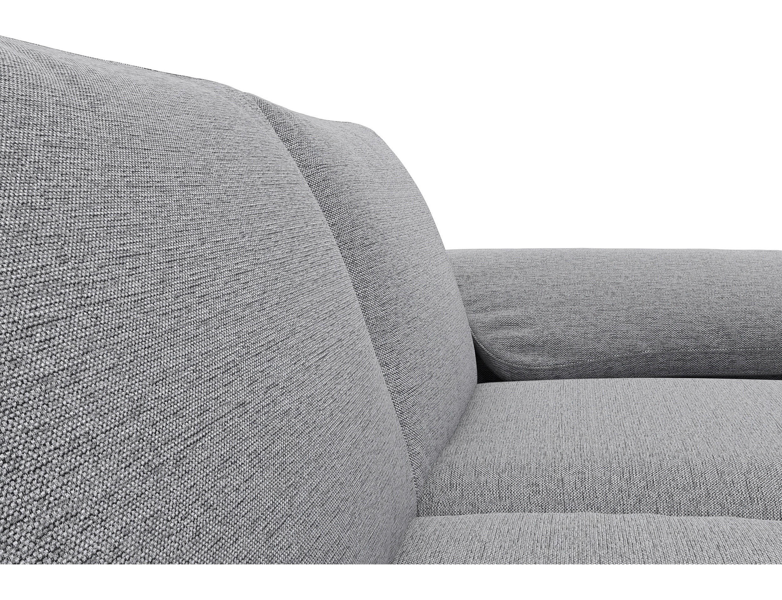 ECKSOFA Hellgrau Flachgewebe  - Hellgrau/Alufarben, Design, Textil/Metall (242/159cm) - Livetastic