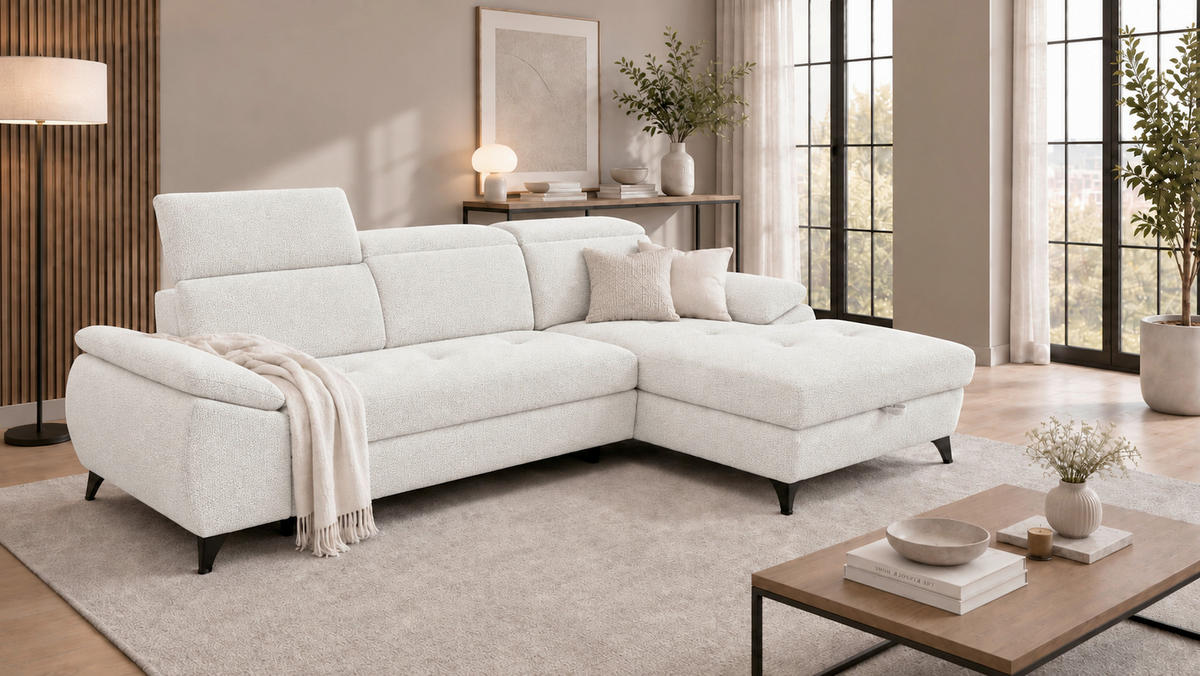 ECKSOFA  Struktur Beige  - Beige/Schwarz, Basics, Holz/Holzwerkstoff (281/166cm) - MID.YOU