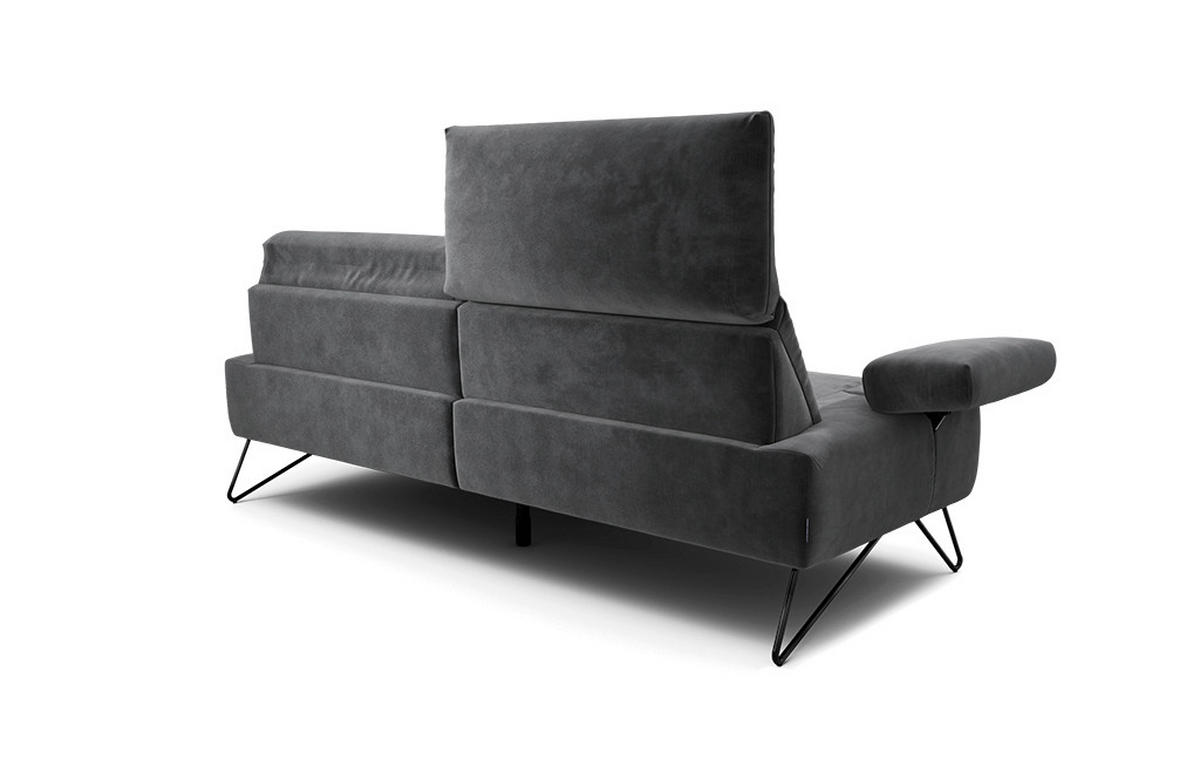 2,5-SITZER Samt Anthrazit  - Anthrazit/Schwarz, Design, Textil/Metall (204-234/85/86-94cm) - SENSOO