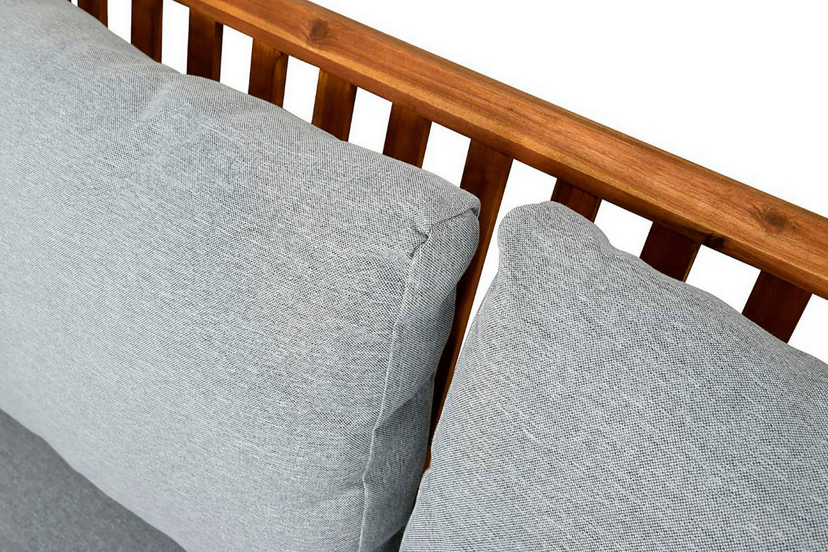LOUNGEGARNITUR 4-teilig   Akazie massiv  - Hellgrau/Akaziefarben, MODERN, Holz/Textil - MID.YOU