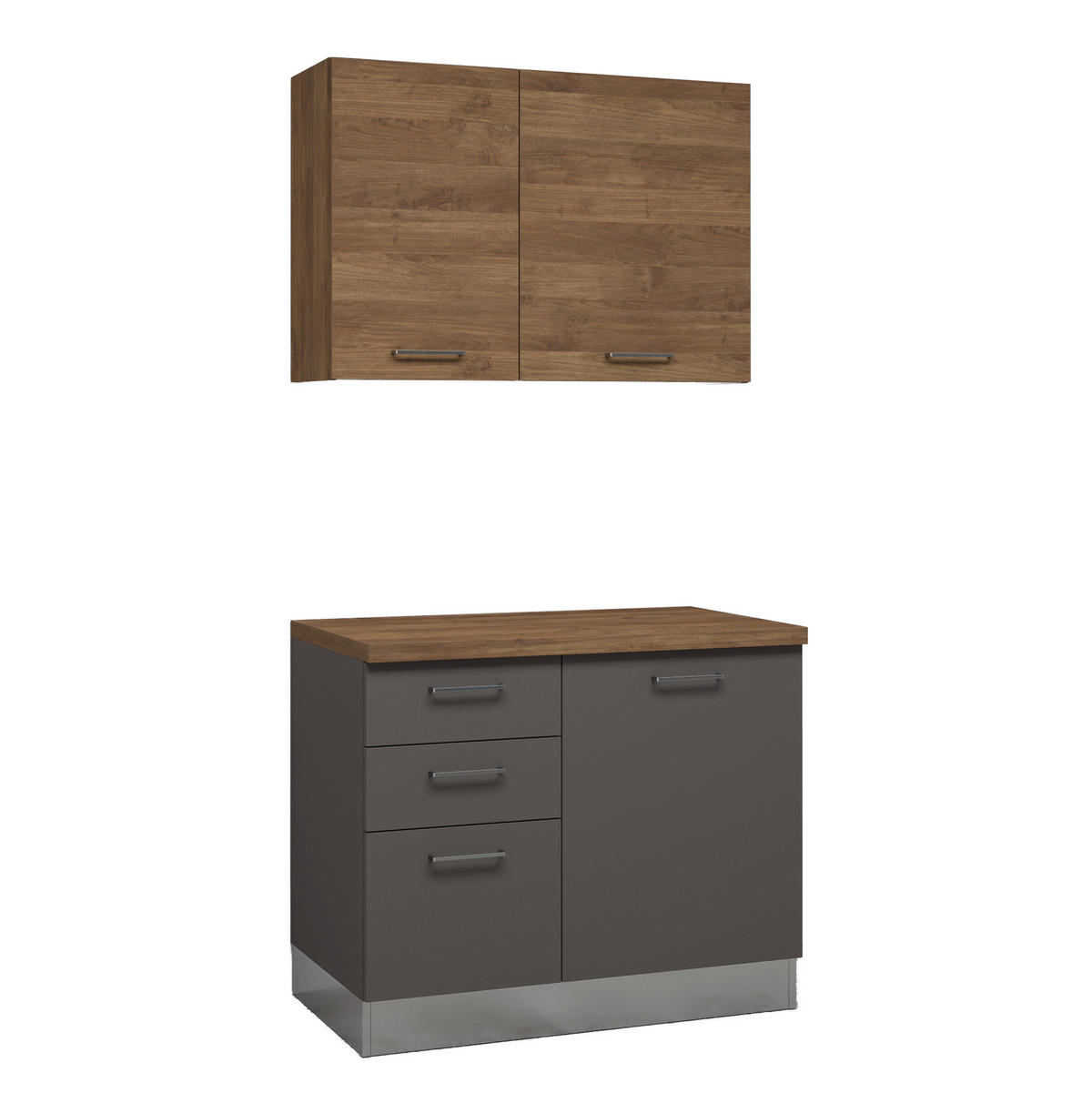 ECKKÜCHE 250/225 cm  in Grau, Walnussfarben  - Walnussfarben/Alufarben, LIFESTYLE, Holzwerkstoff/Kunststoff (250/225cm) - MID.YOU