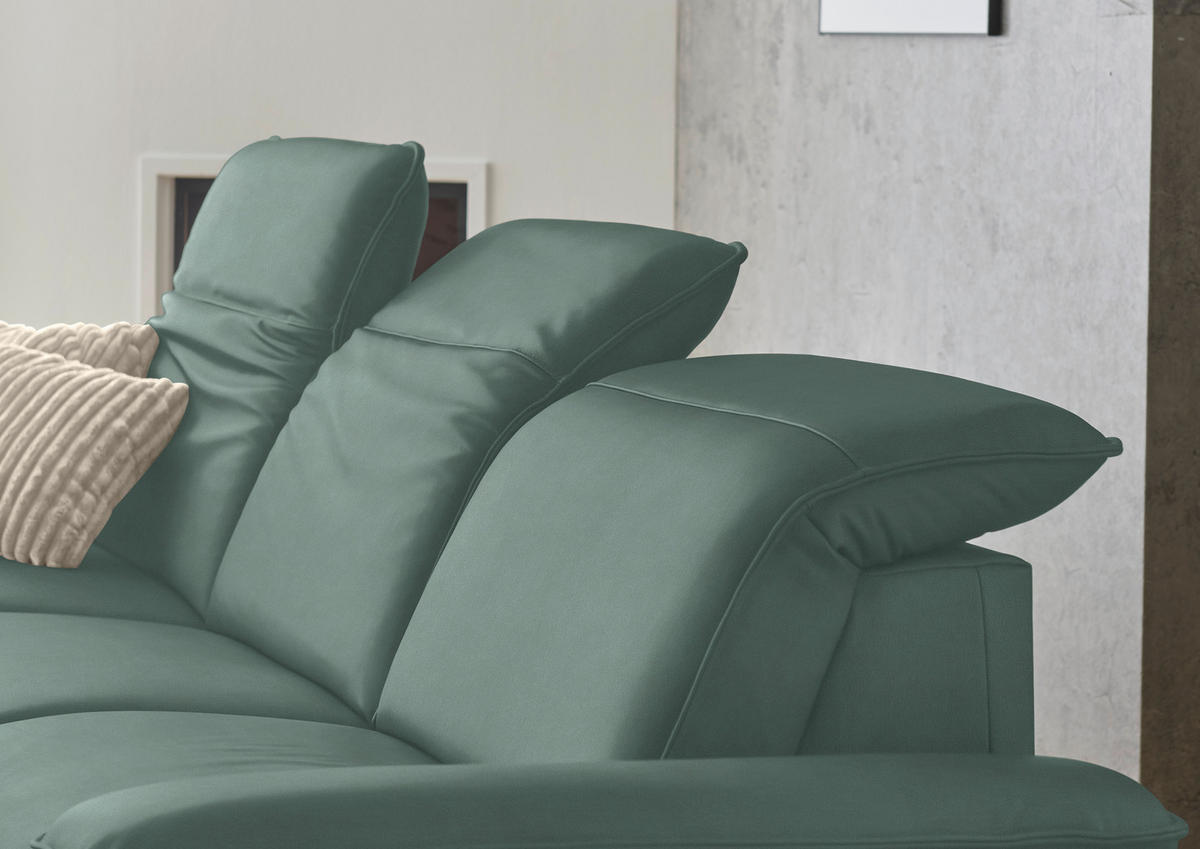 ECKSOFA  Echtleder Opal  - Opal/Schwarz, Design, Leder/Metall (169/307cm) - Beldomo Premium