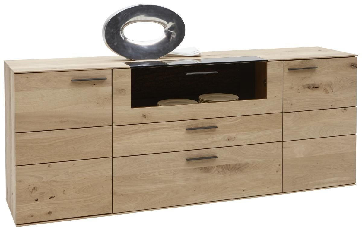 SIDEBOARD Lavia  in 192/77/44 cm  - Eichefarben/Anthrazit, Design, Glas/Holz (192/77/44cm) - Valnatura