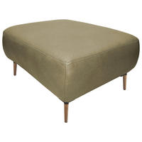 HOCKER in Leder Olivgrün  - Beige/Schwarz, Natur, Leder/Holz (65/46/55cm) - Valnatura