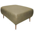 HOCKER Echtleder Olivgrün  - Beige/Schwarz, Natur, Leder/Holz (65/46/55cm) - Valnatura