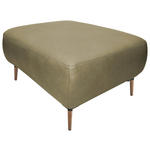 HOCKER Echtleder Olivgrün  - Eichefarben/Beige, Natur, Leder/Holz (80/46/65cm) - Valnatura