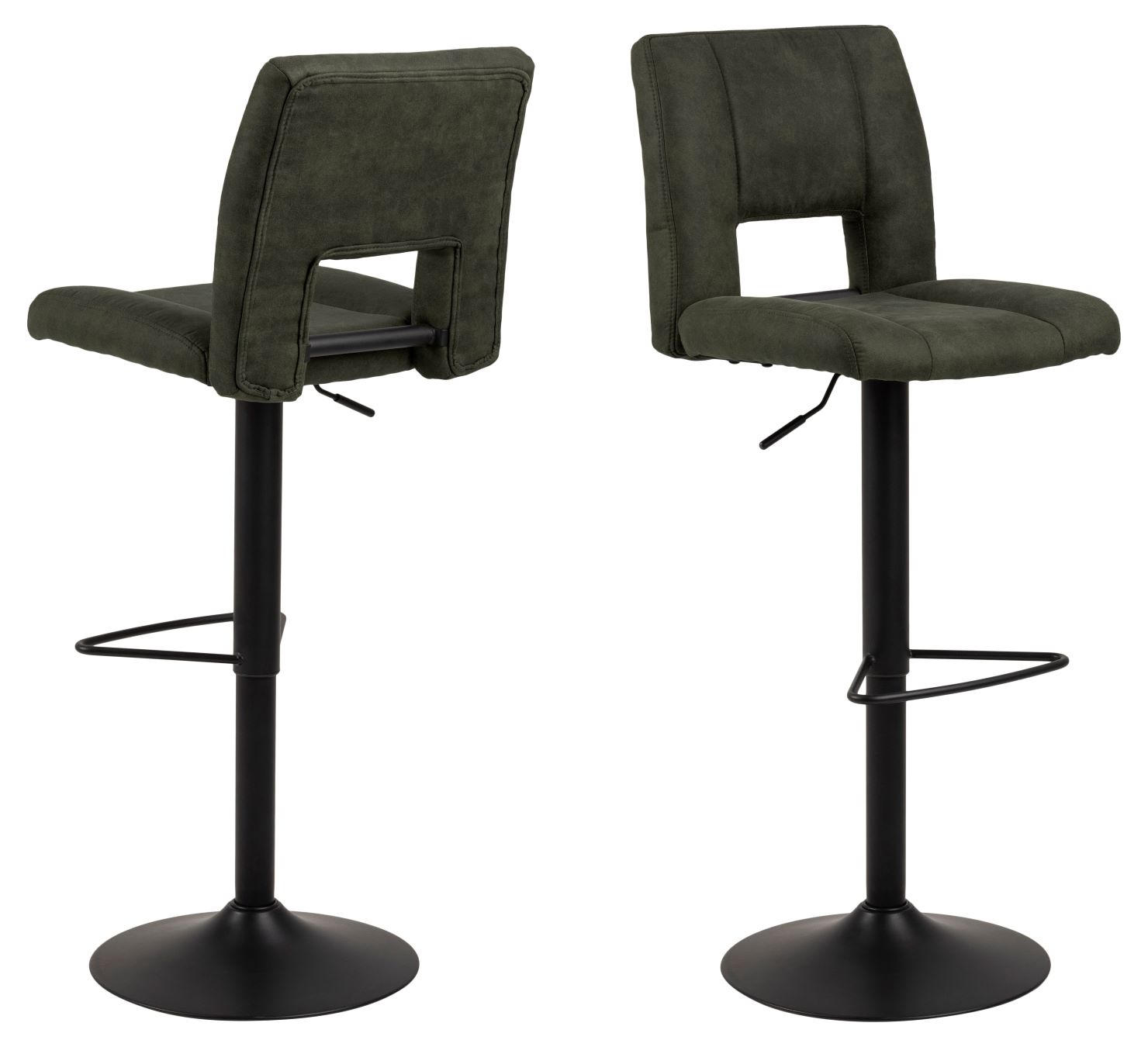 BARSKA STOLICA  maslinasto zelena   - maslinasto zelena/crna, Moderno, metal/tekstil (41,5/94-115/52cm) - Carryhome