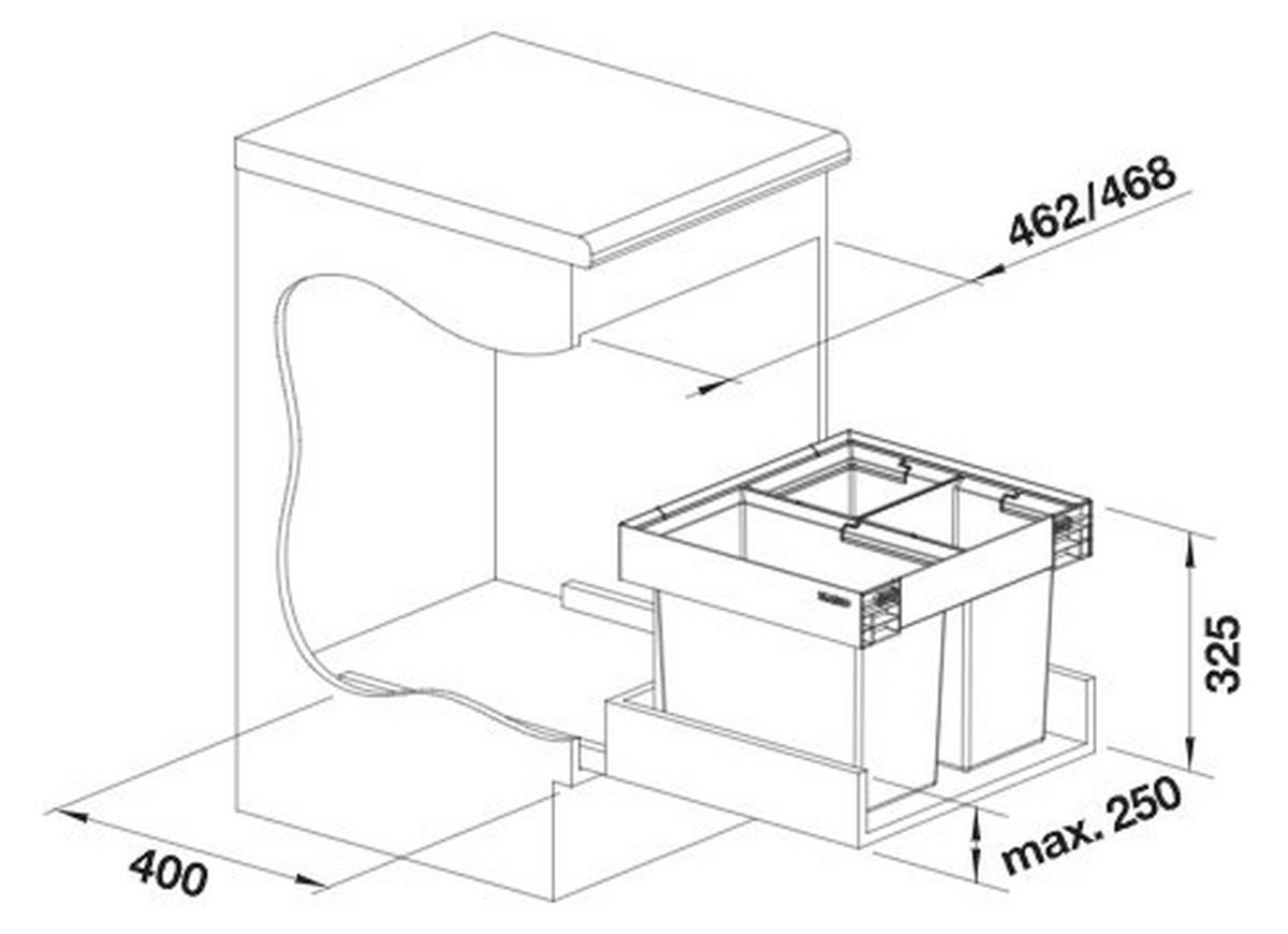 ABFALLSAMMLER 35 L  - Edelstahlfarben/Anthrazit, Kunststoff (45/32,5/40cm) - Blanco