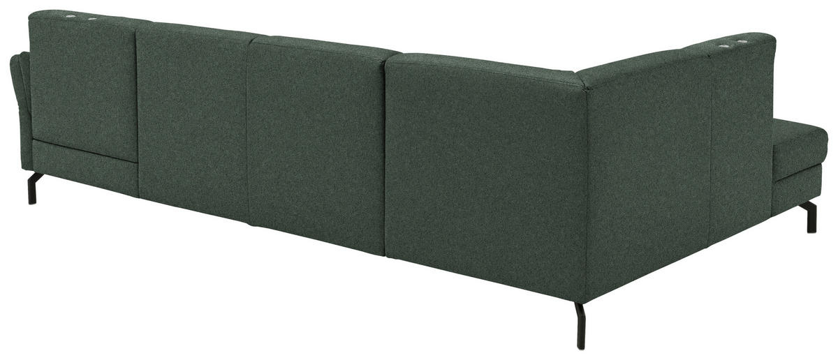 WOHNLANDSCHAFT Flachgewebe Dunkelgrün  - Dunkelgrün/Schwarz, Konventionell, Textil/Metall (190/307/170cm) - Beldomo Comfort