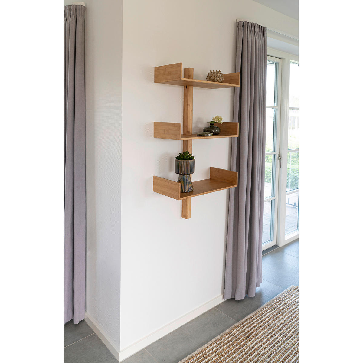 DEKORATIONSVÄGGHYLLA 50/102/25 cm  - naturfärgad, Basics, trä (50/102/25cm) - Ambia Home