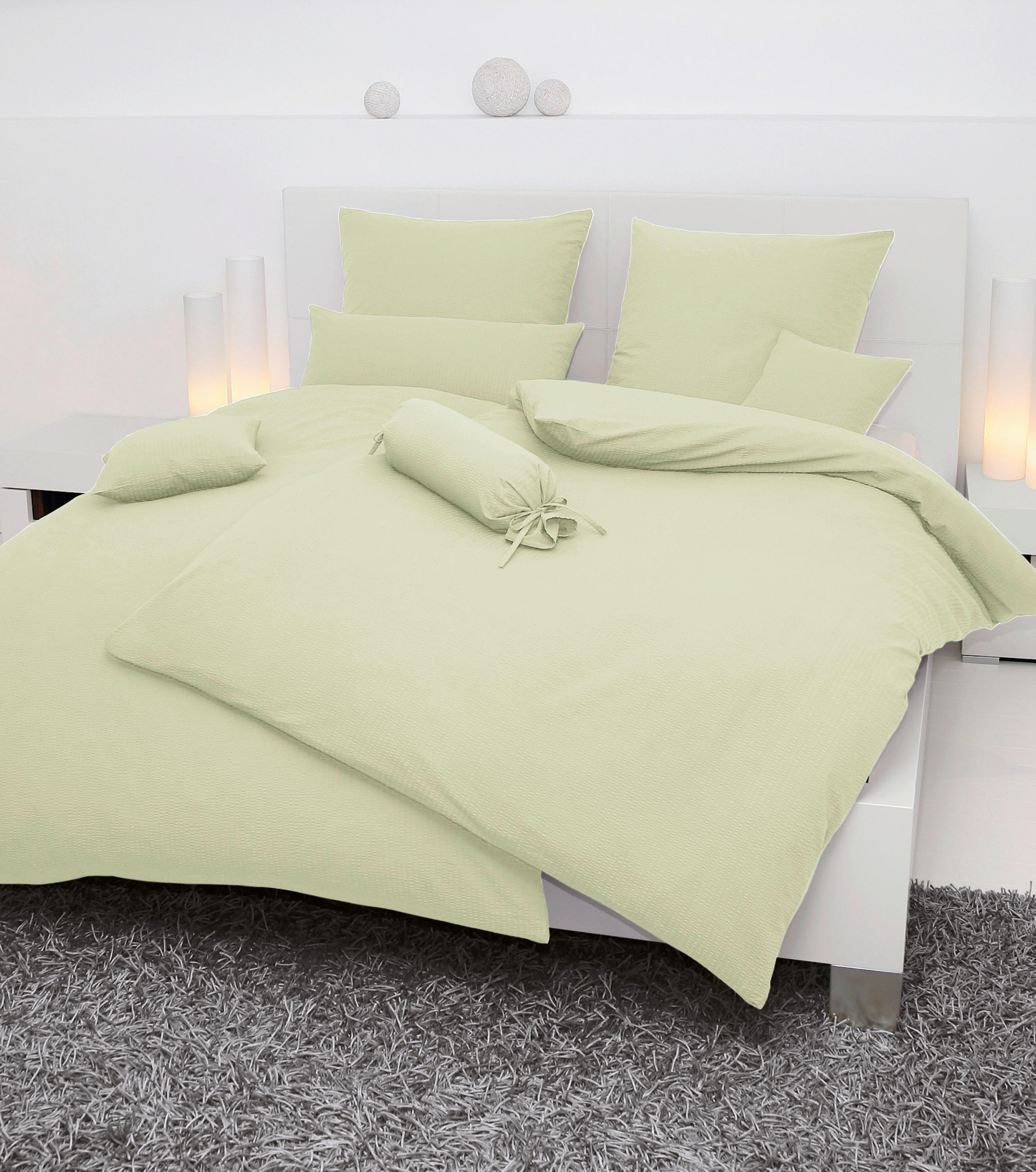 BETTWÄSCHE Seersucker 135/200 cm  - Hellgrün/Grün, Basics, Textil (135/200cm) - Janine