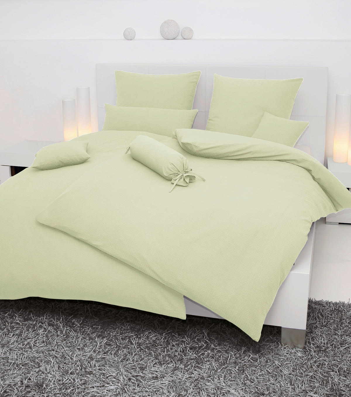 BETTWÄSCHE Seersucker 155/200 cm  - Grün, Basics, Textil (155/200cm) - Janine