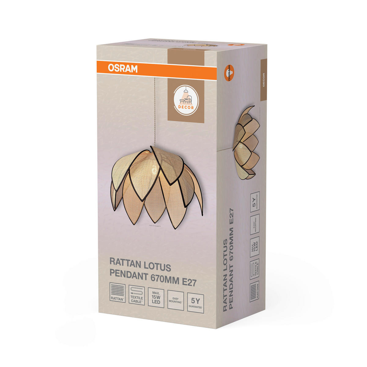 HÄNGELEUCHTE 67/146,5 cm   - Beige, Basics, Holz/Metall (67/146,5cm) - Osram