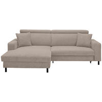 ECKSOFA in Flachgewebe Graubraun  - Graubraun/Schwarz, Design, Textil/Metall (166/262cm) - Xora