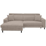 ECKSOFA in Flachgewebe Hellgrau, Hellbraun  166/262 cm  - Hellbraun/Hellgrau, Design, Textil/Metall (166/262cm) - Xora