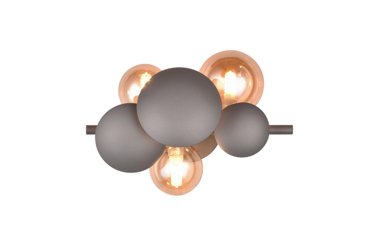 WANDLEUCHTE     - Anthrazit/Bernsteinfarben, LIFESTYLE, Glas/Metall (30/22/19cm) - Trio Leuchten
