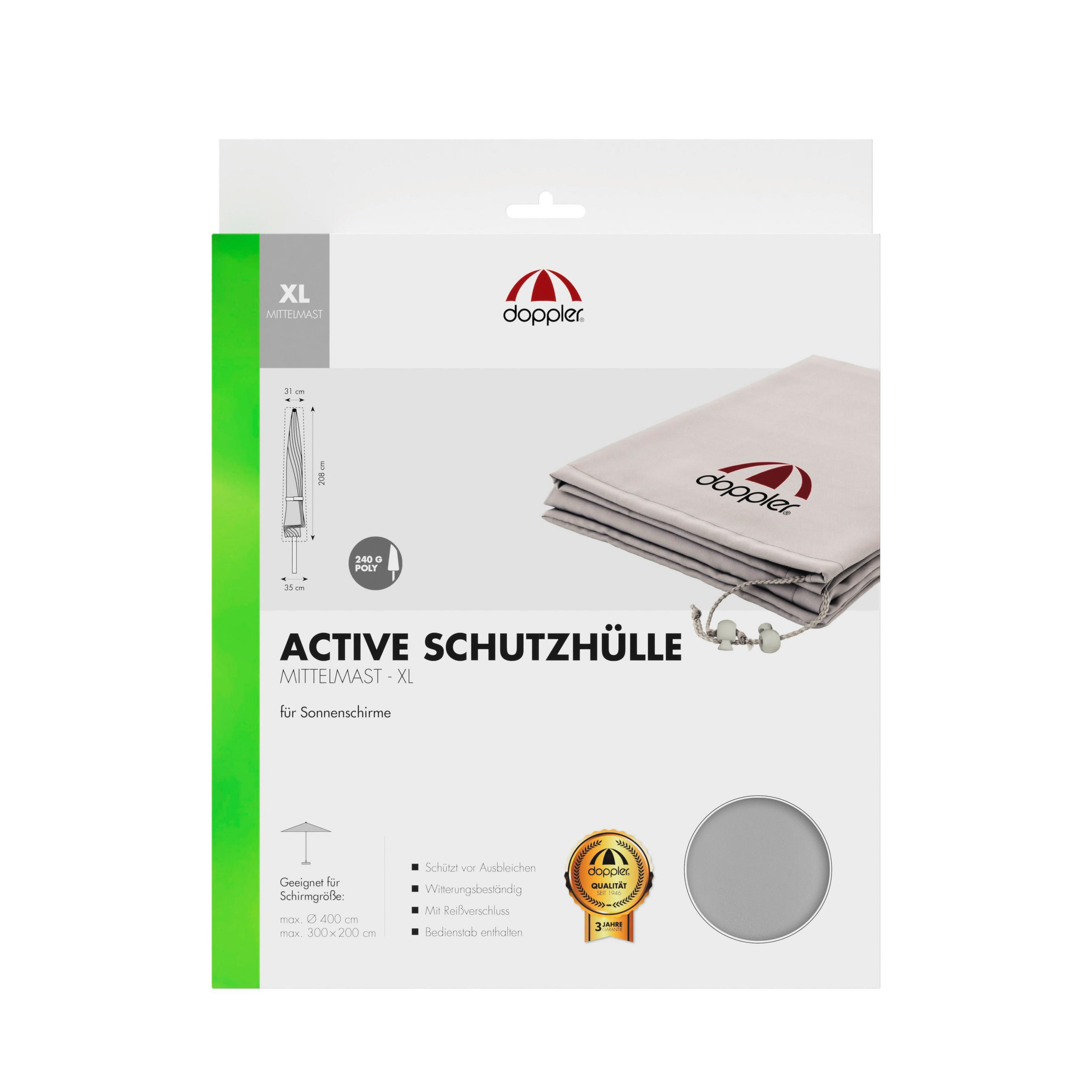 SCHIRMHÜLLE - Hellgrau, Basics, Textil (208/35/31cm) - Doppler