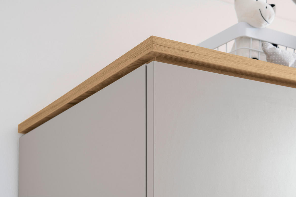 KLEIDERSCHRANK  in Eichefarben, Hellgrau  - Eichefarben/Hellgrau, Design, Holz/Holzwerkstoff (135,3/201,9/55,6cm) - Paidi