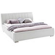 POLSTERBETT Bettkasten, Lattenroste Weiß 180/200 cm  - Chromfarben/Weiß, Design, Holz/Textil (180/200cm) - Xora