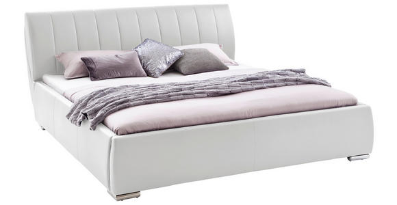 POLSTERBETT Bettkasten, Lattenroste Weiß 180/200 cm - Chromfarben/Weiß, Design, Holz/Textil (180/200cm) - Xora