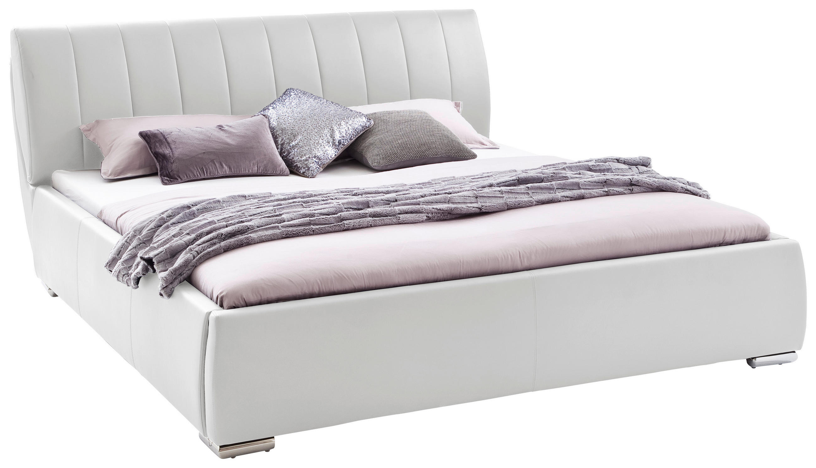 POLSTERBETT 180/200 cm  in Weiss  - Chromfarben/Weiss, Design, Holz/Textil (180/200cm) - Xora
