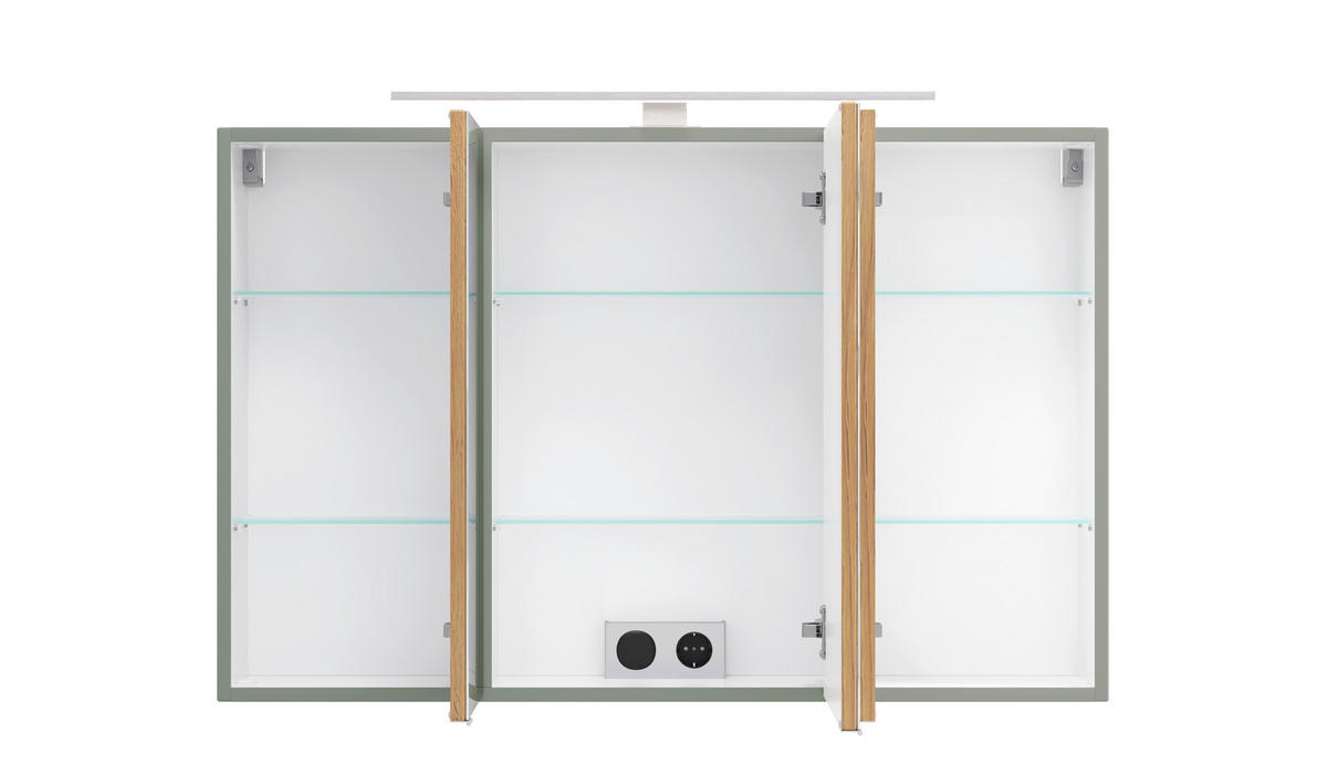 SPIEGELSCHRANK 100/64/20 cm  - Schilfgrün/Wildeiche, Trend, Glas/Holzwerkstoff (100/64/20cm) - Held
