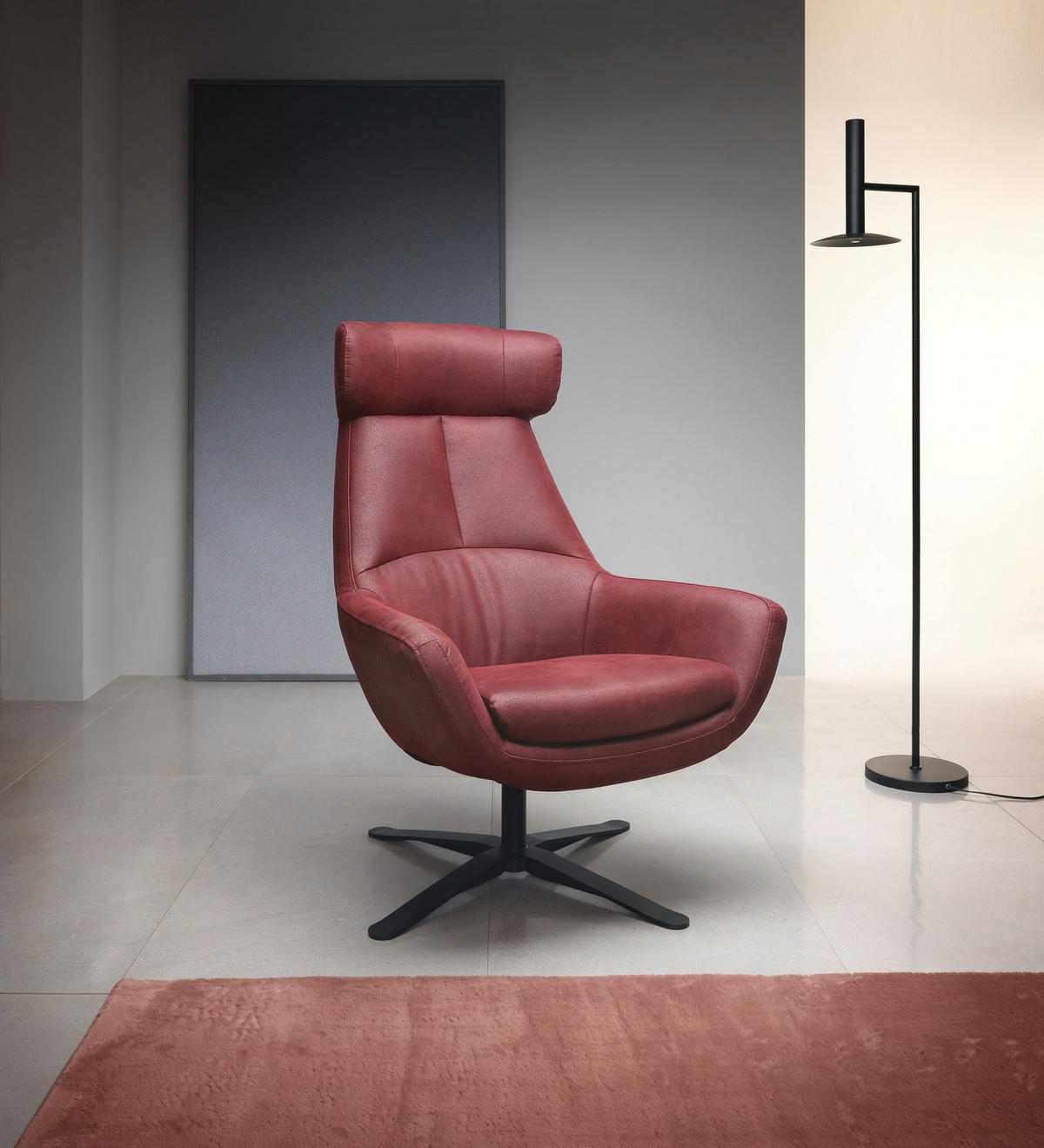 SESSEL BE ORGANIC Mikrofaser Rot    - Rot/Schwarz, MODERN, Textil/Metall (81/112/83cm) - Trendmanufaktur