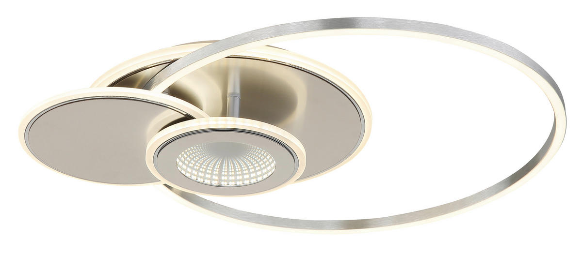 LED-DECKENLEUCHTE Beltran 56/45/7,5 cm  - Silberfarben/Opal, Design, Kunststoff/Metall (56/45/7,5cm) - Globo