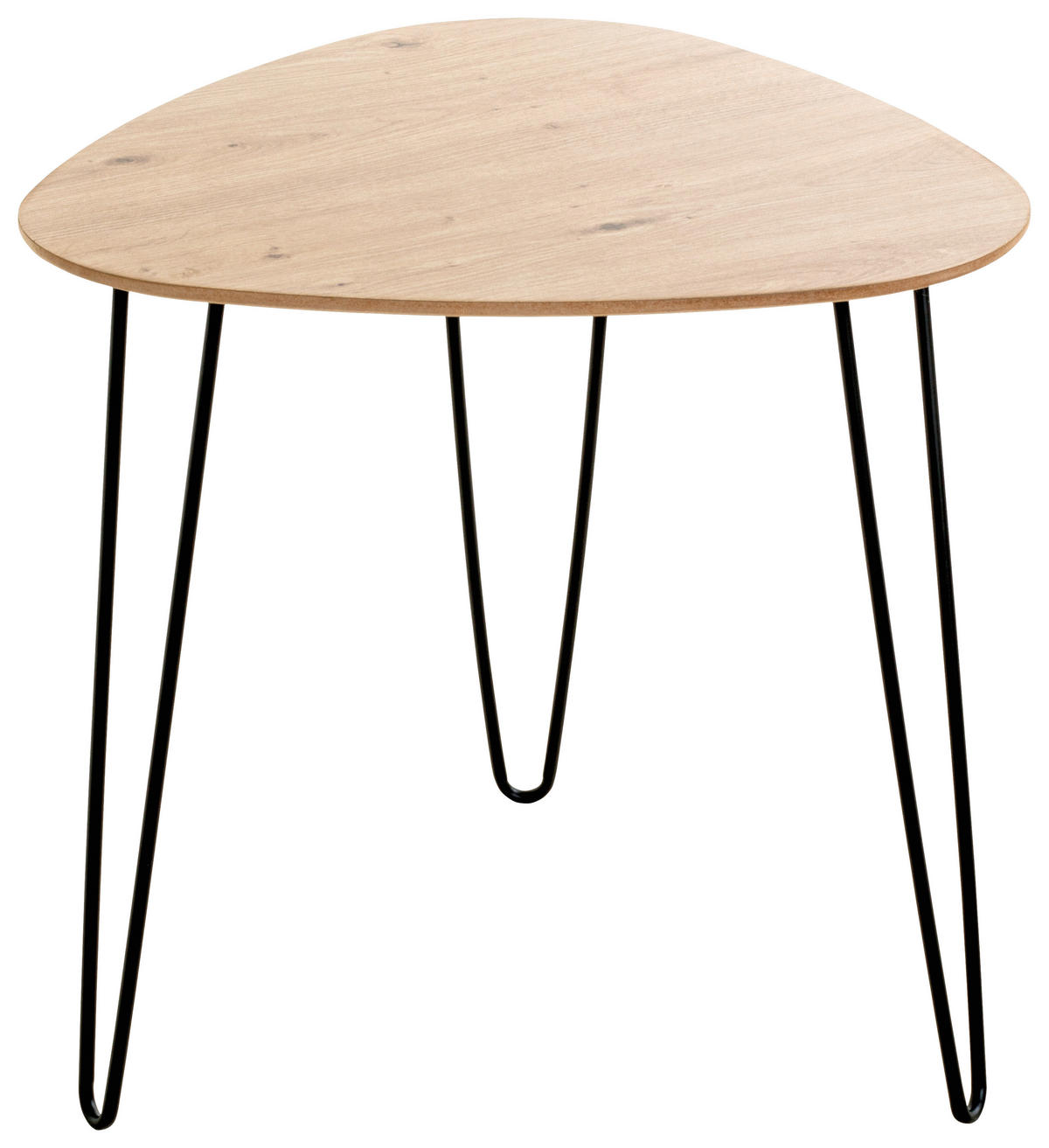 BEISTELLTISCH 48/48/48 cm Schwarz, Eichefarben oval  - Eichefarben/Schwarz, Trend, Holzwerkstoff/Metall (48/48/48cm)