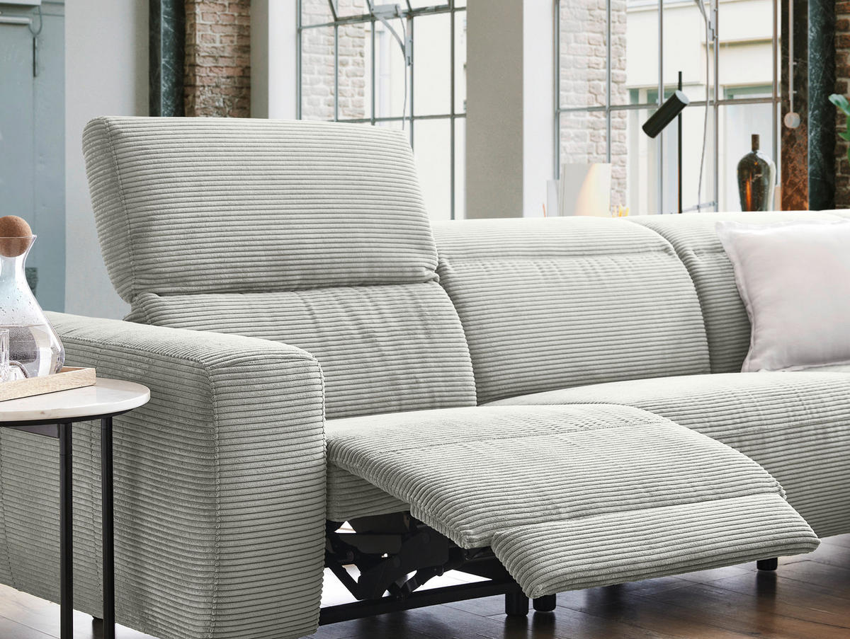 ECKSOFA in Cord Hellgrau  - Hellgrau/Schwarz, Design, Textil (290/223cm) - Pure Home Lifestyle