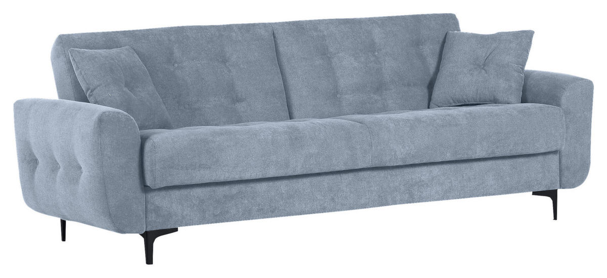 SCHLAFSOFA Morton  in Flachgewebe Hellblau  - Schwarz/Hellblau, KONVENTIONELL, Textil/Metall (230/84/95cm) - Xora