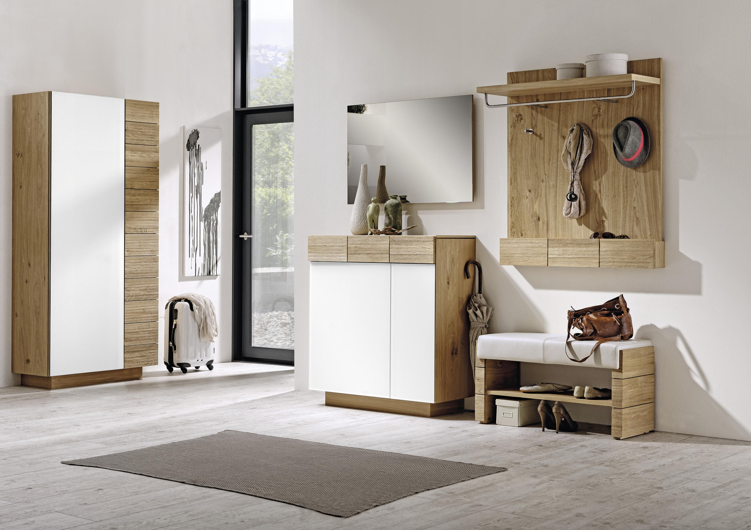 GARDEROBENPANEEL Wildeiche massiv Eichefarben - Eichefarben, Design, Holz (96/112/37,5cm) - Voglauer