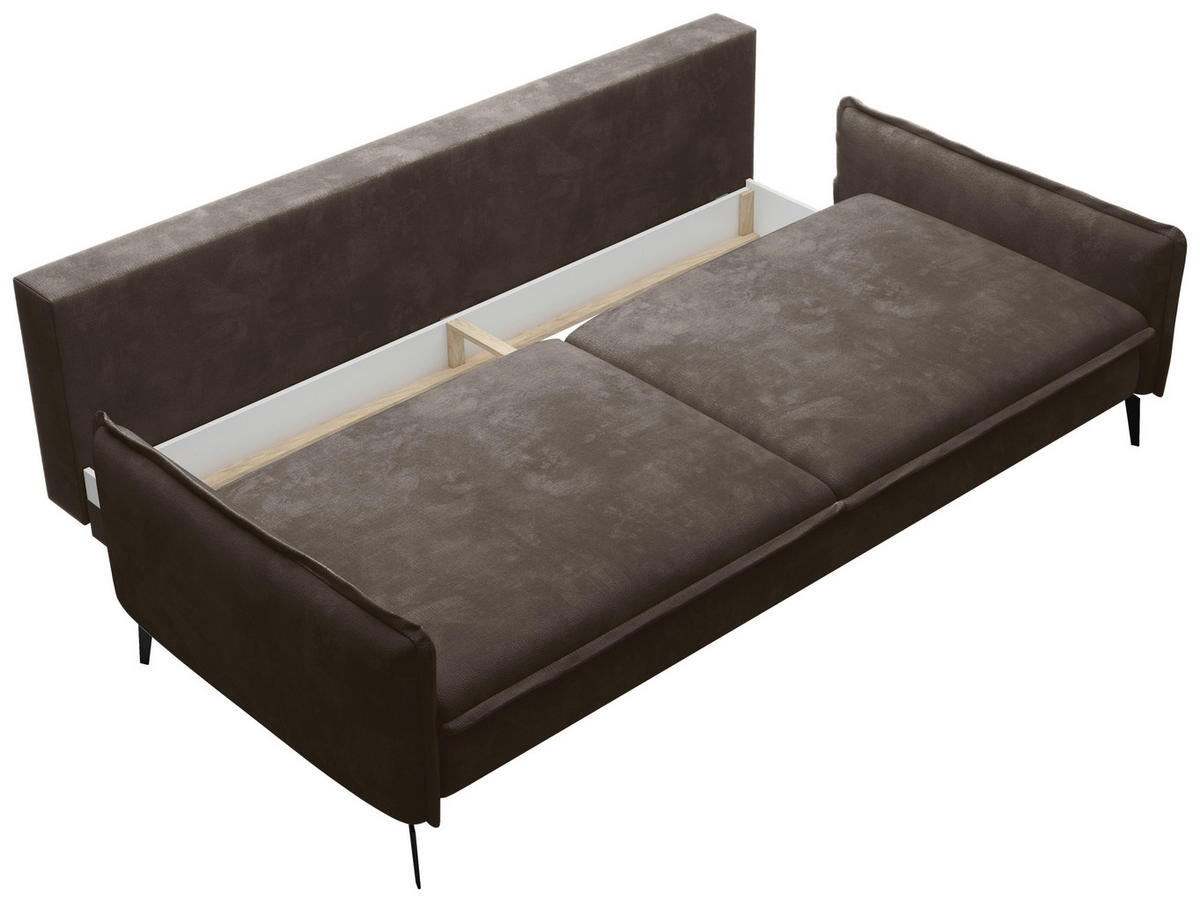 SCHLAFSOFA Chenille Mokka  - Schwarz/Mokka, KONVENTIONELL, Textil/Metall (223/89/107cm) - Carryhome
