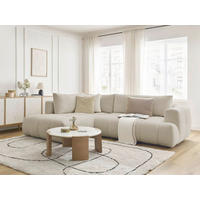 ECKSCHLAFSOFA FUJI Bouclé Beige  inkl.  - Beige/Schwarz, MODERN, Kunststoff/Textil (282/204cm)