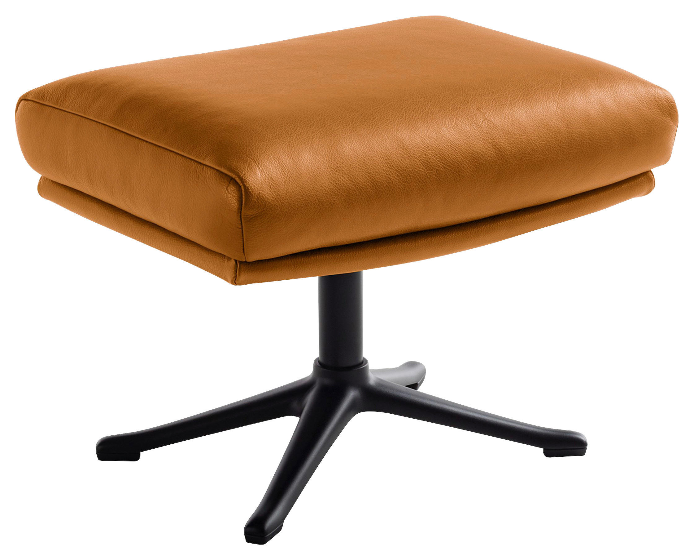 HOCKER Echtleder Cognac  - Cognac/Schwarz, Design, Leder/Metall (54/41/41cm) - home24