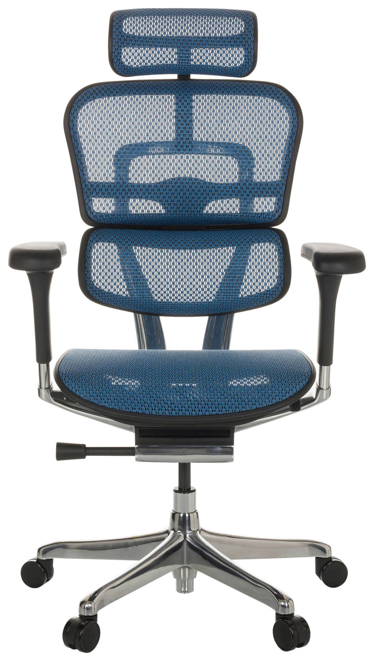 DREHSTUHL  in Netz Blau  - Blau/Silberfarben, Basics, Kunststoff/Textil (69/119-144/65cm) - MID.YOU