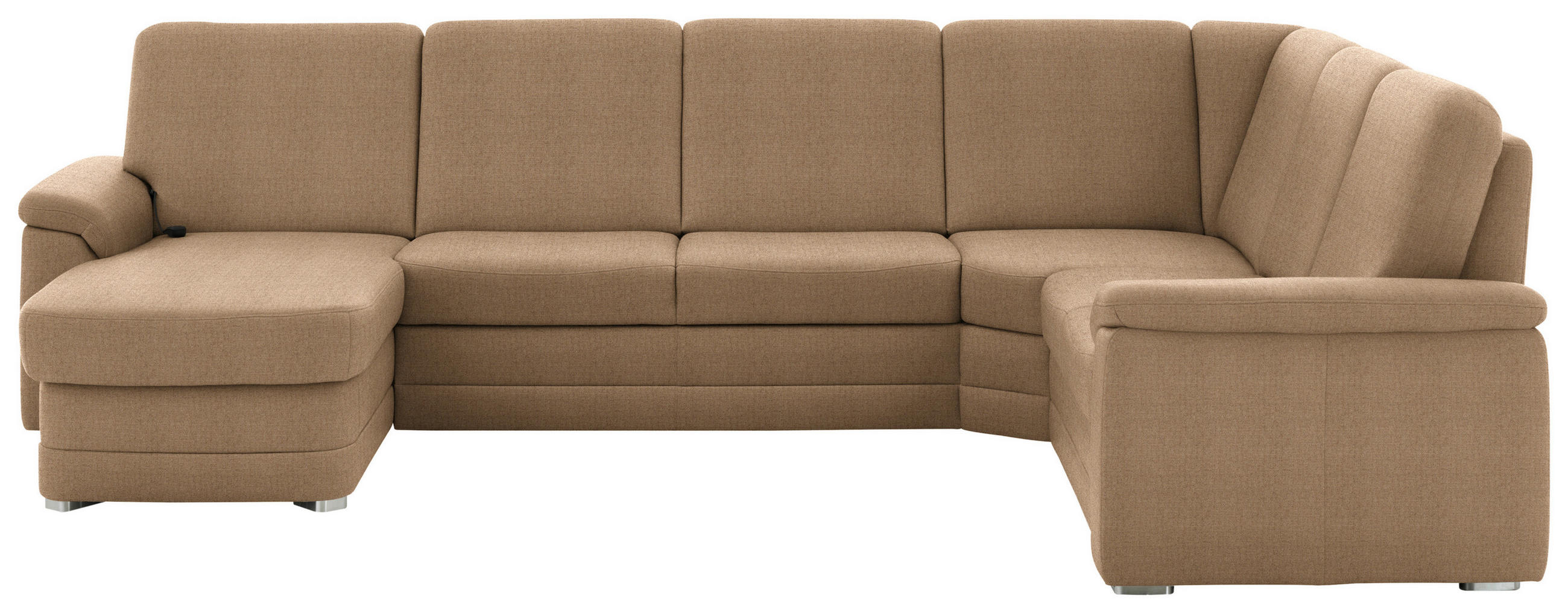 WOHNLANDSCHAFT  Chenille Altrosa, Hellbraun  - Hellbraun/Alufarben, Konventionell, Holz/Textil (160/329/235cm) - Beldomo Comfort