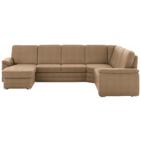 WOHNLANDSCHAFT  in Chenille Altrosa, Hellbraun  - Hellbraun/Alufarben, KONVENTIONELL, Holz/Textil (160/329/235cm) - Beldomo Comfort