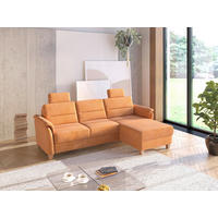 ECKSOFA PALMERA V Terracotta Flachgewebe Kopfstütze, Liegefläche im Originalstoff  - Eichefarben/Terracotta, KONVENTIONELL, Holz/Textil (244/163cm) - Sit & More