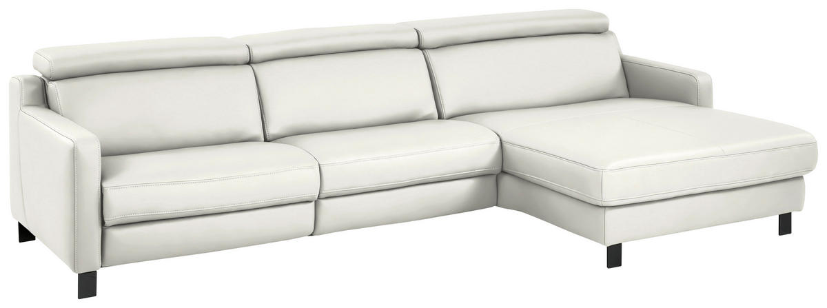 ECKSOFA in Echtleder Creme  - Creme/Schwarz, Design, Leder/Metall (291/176cm) - Valdera