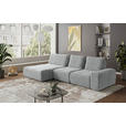 ECKSOFA in Velours Grau  - Schwarz/Grau, Design, Kunststoff/Textil (174/342cm) - Xora