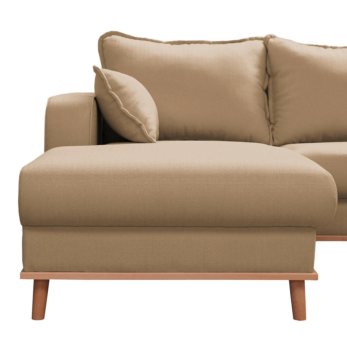 WOHNLANDSCHAFT Sandfarben  - Sandfarben/Wengefarben, Design, Holz/Textil (170/296/167cm) - Livetastic