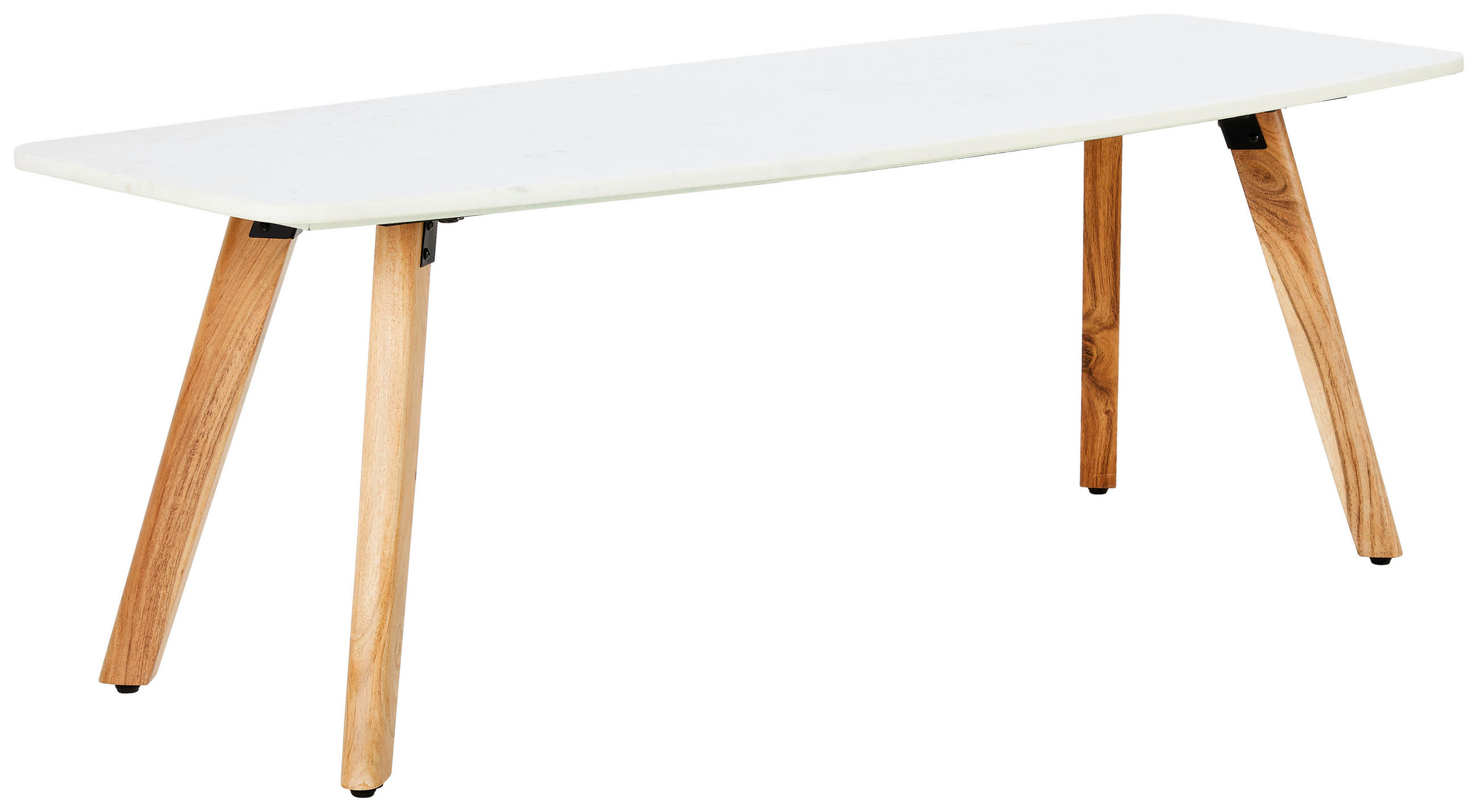 KONFERENČNÝ STOLÍK, biela, farba akácie, drevo, kameň, 130/45/50 cm - farba akácie/biela, Lifestyle, drevo/kameň (130/45/50cm) - MID.YOU